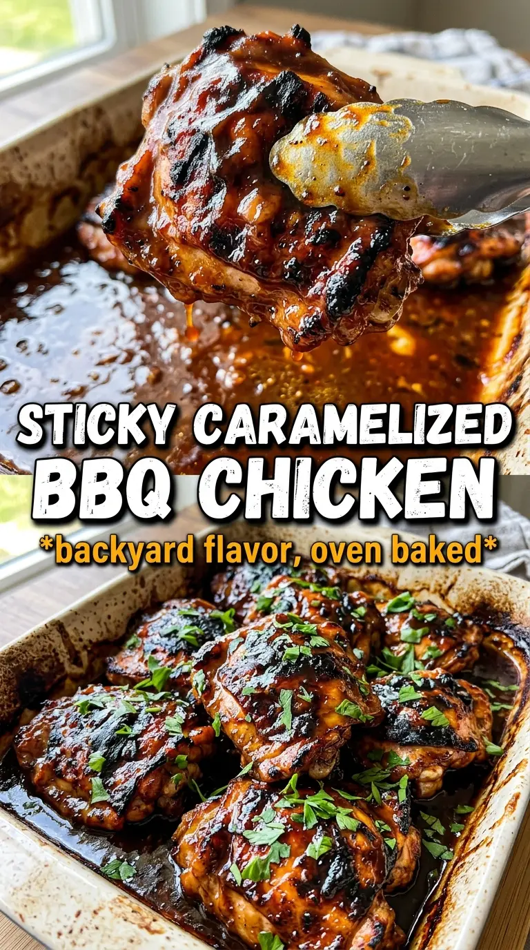 Caramelized BBQ Chicken Thighs In The Oven sticky caramelized oven-baked