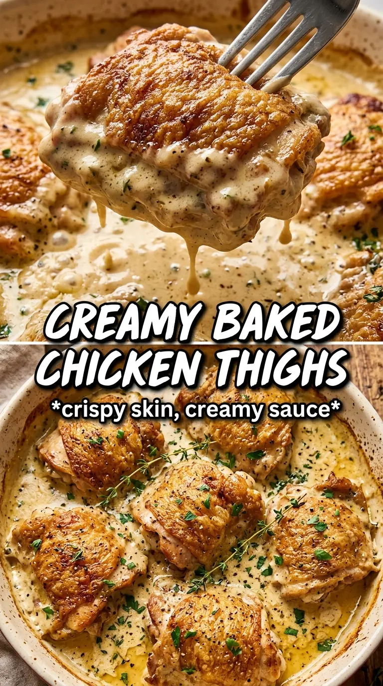 Creamy Oven Baked Chicken Thighs golden mushroom cream sauce