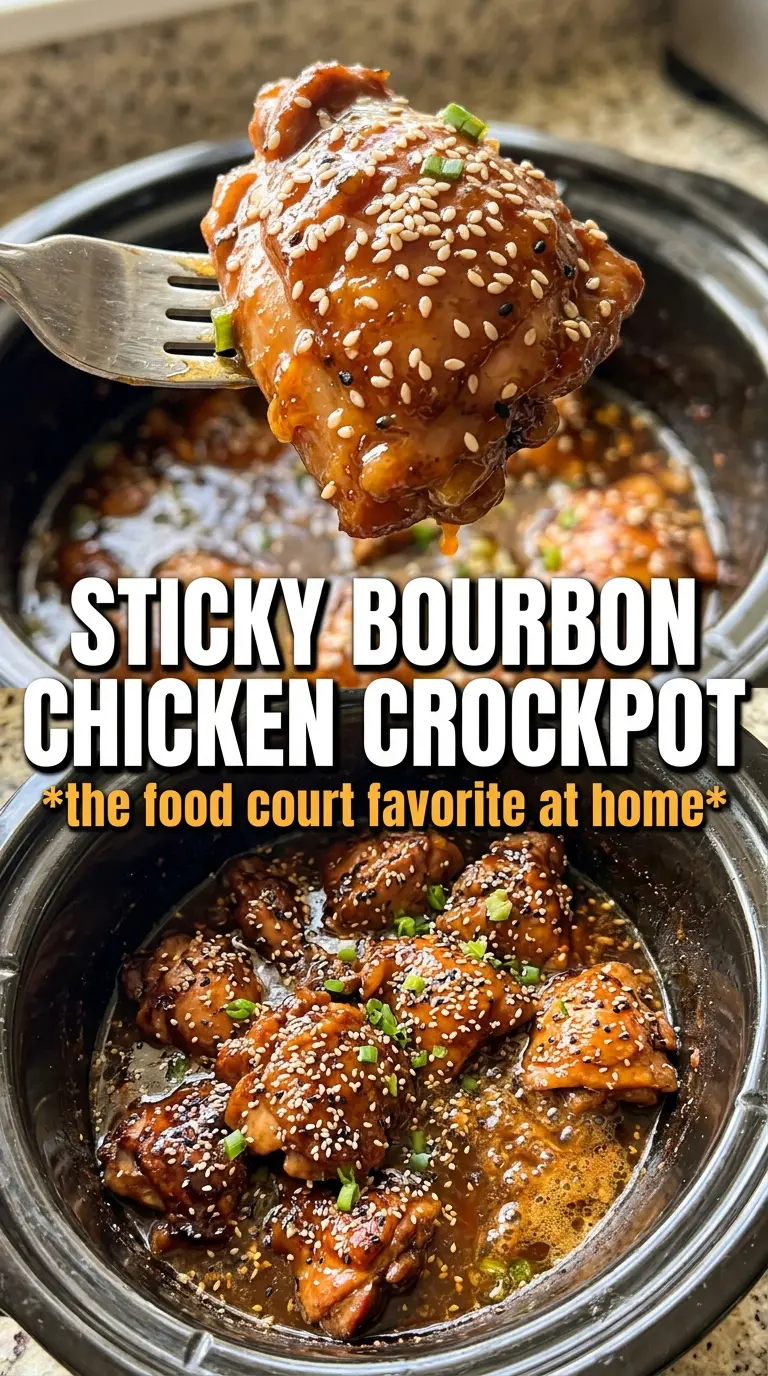 Crock Pot Bourbon Chicken glossy saucy