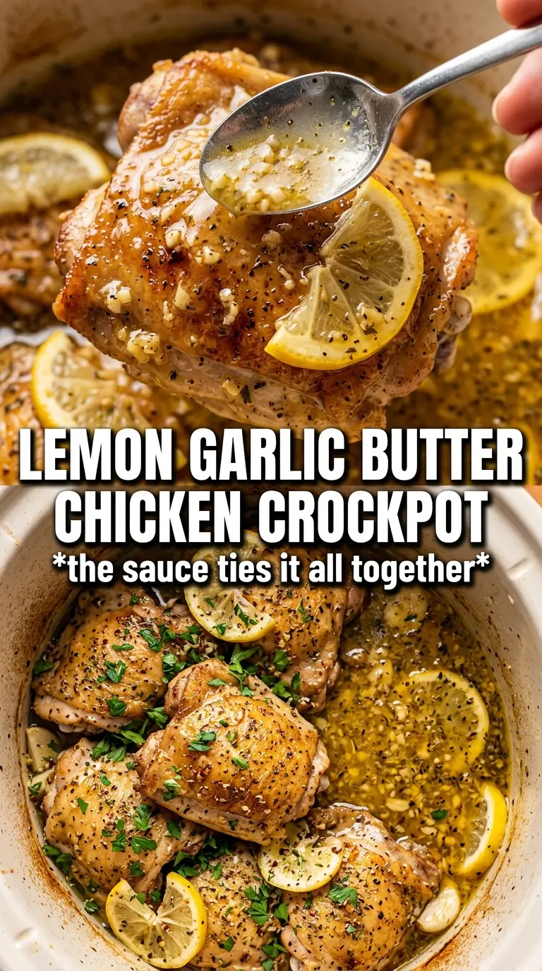 Crock Pot Lemon Garlic Butter Chicken Thighs lemony buttery tender