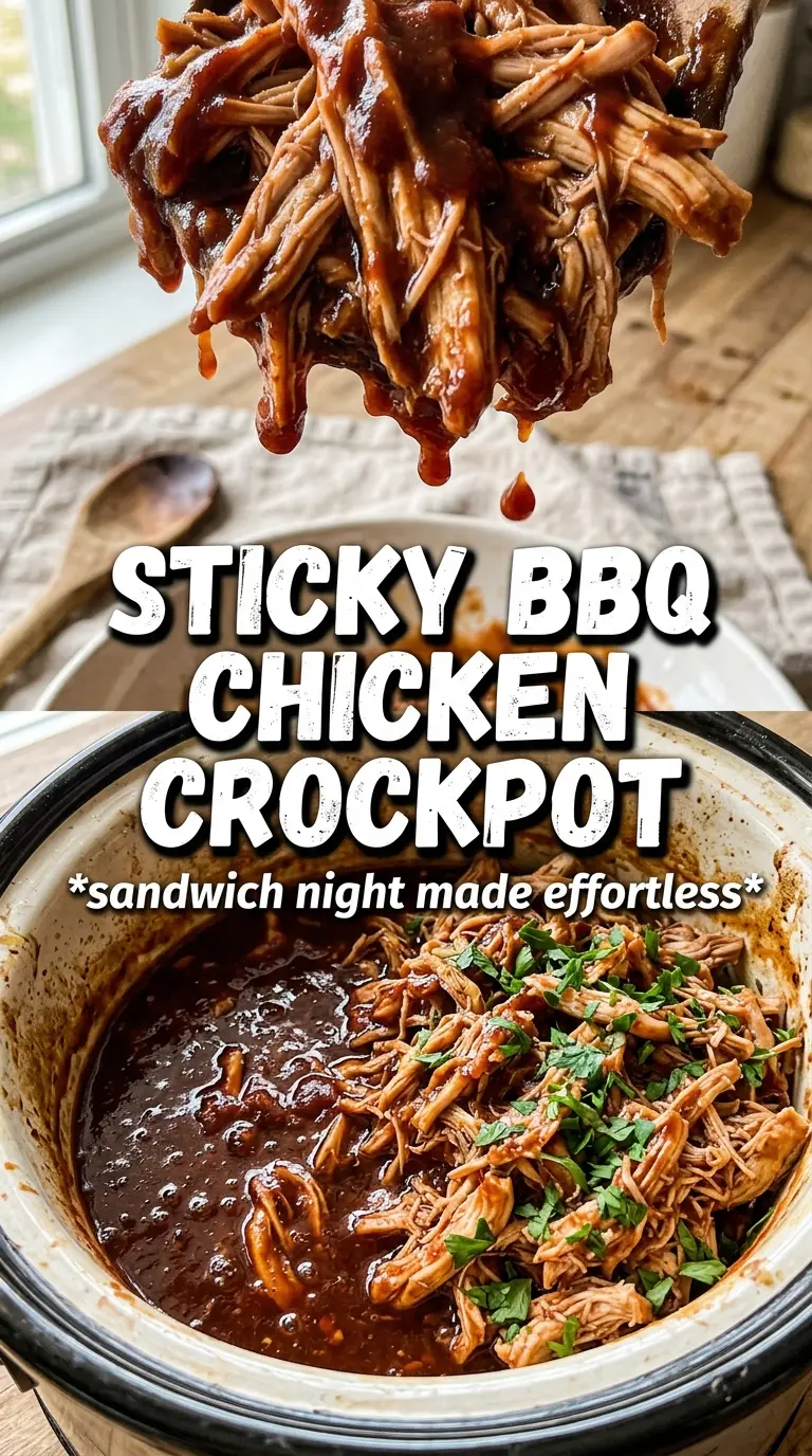 Crockpot BBQ Chicken sticky shredded