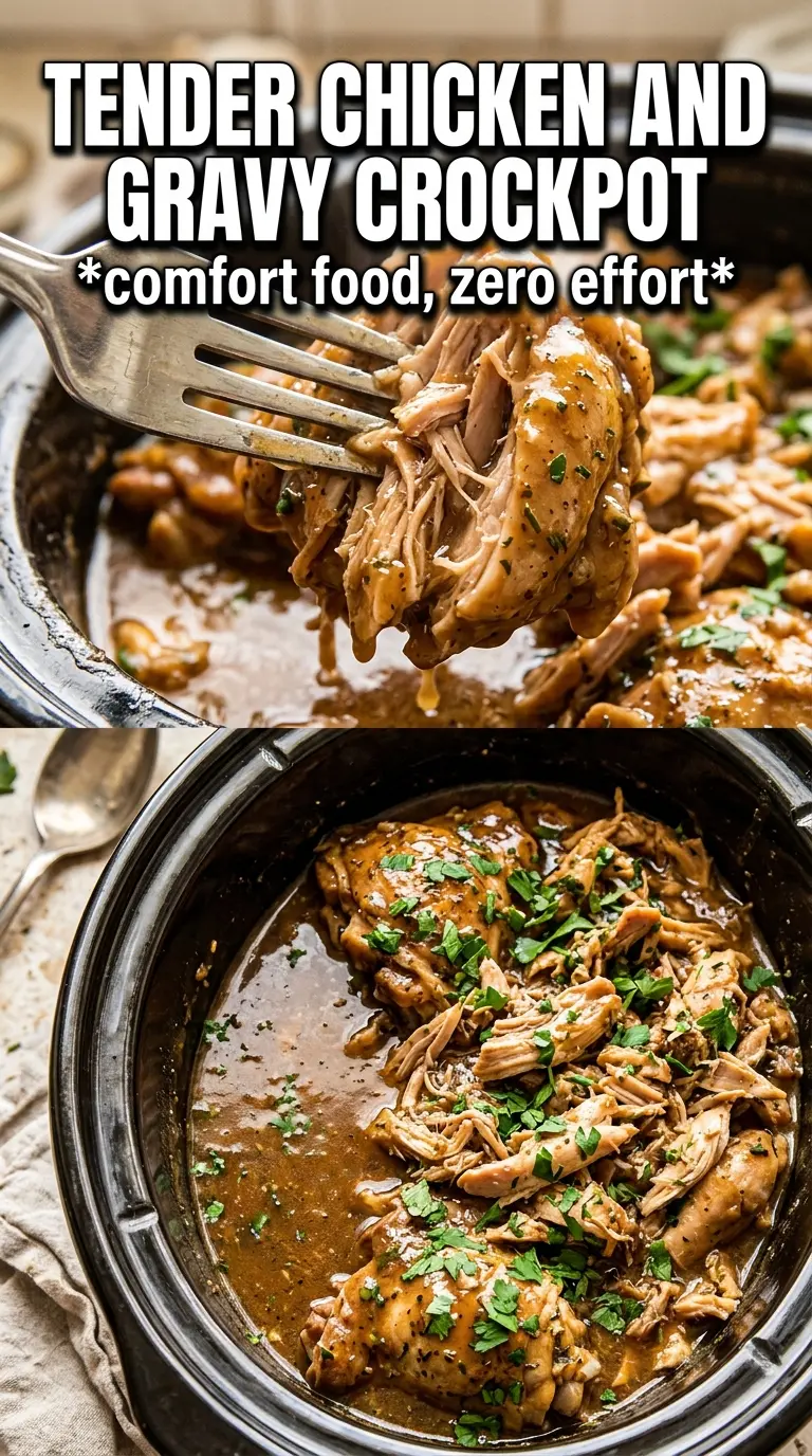 Crockpot Chicken Thighs and Gravy tender savory slow cooker