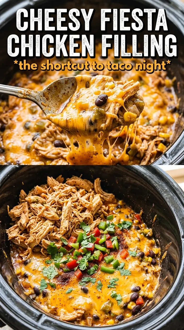 Crockpot Fiesta Chicken creamy shredded Tex-Mex
