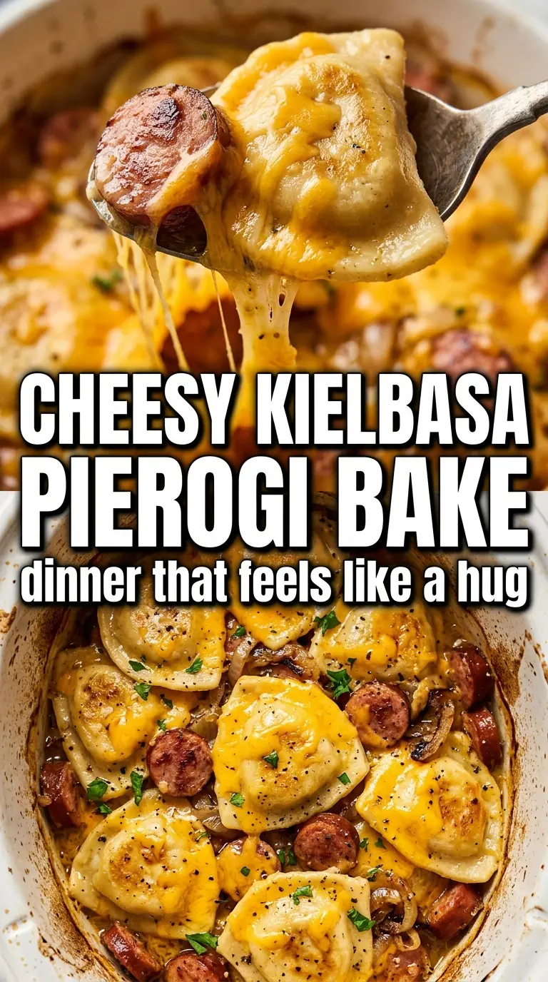 Crockpot Pierogi Casserole with Kielbasa cheesy creamy