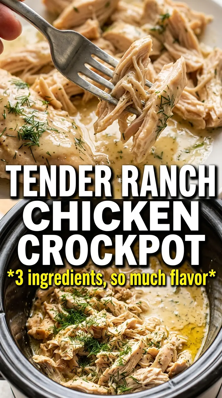 Crockpot Ranch Chicken creamy shredded tender