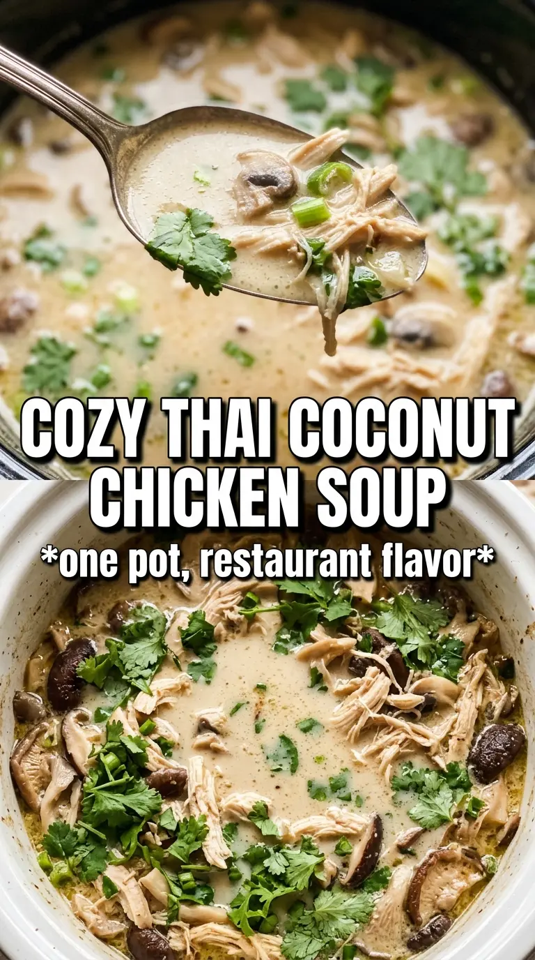 Crockpot Thai Coconut Chicken Soup creamy aromatic