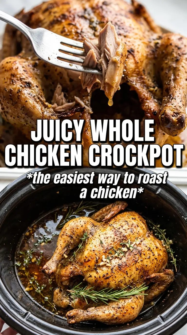 Crockpot Whole Chicken golden skin, lemon garlic