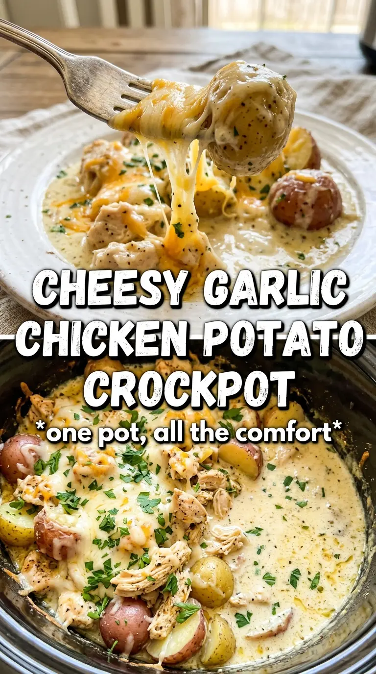 Garlic Parmesan Crockpot Chicken and Potatoes golden chicken thighs, herb crust, baby potatoes