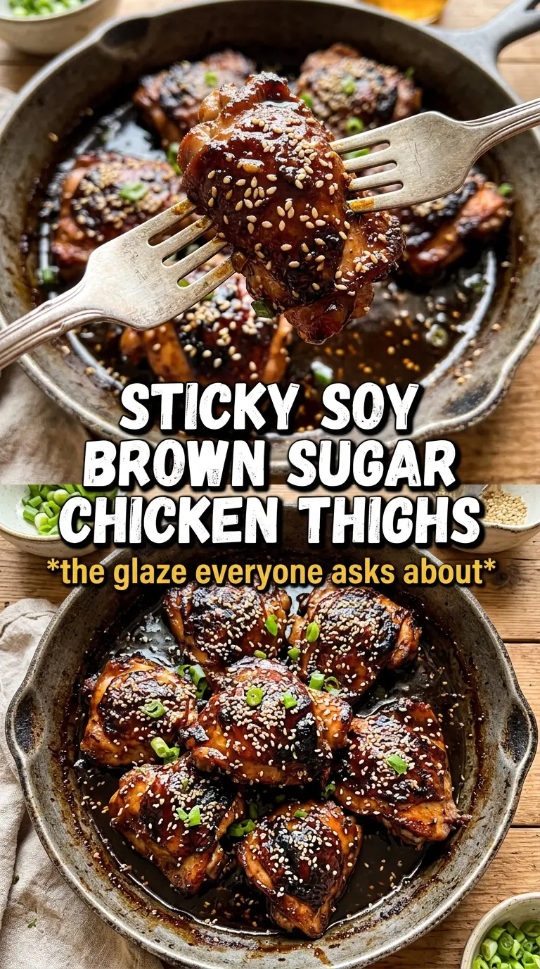 Glazed Soy Sauce Brown Sugar Chicken Thighs sticky caramelized
