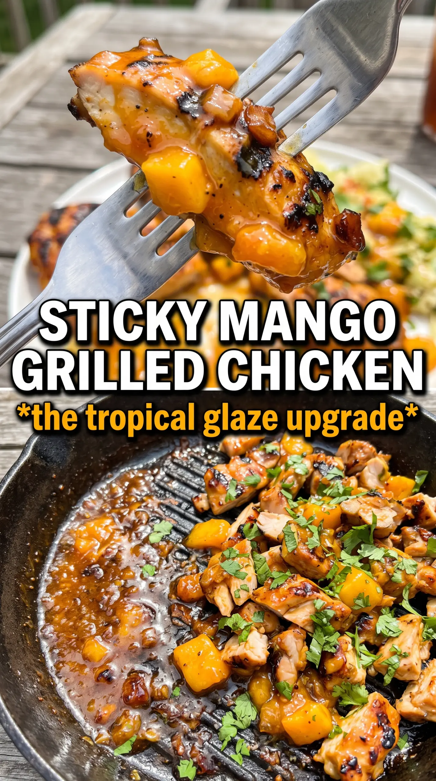 Grilled mango chicken caramelized juicy tropical