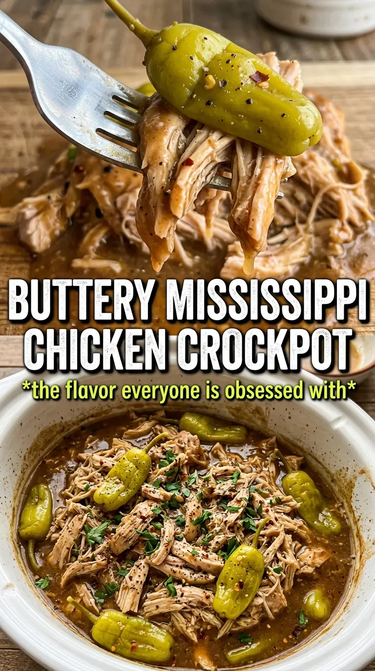 Mississippi Crockpot Chicken savory tangy shredded