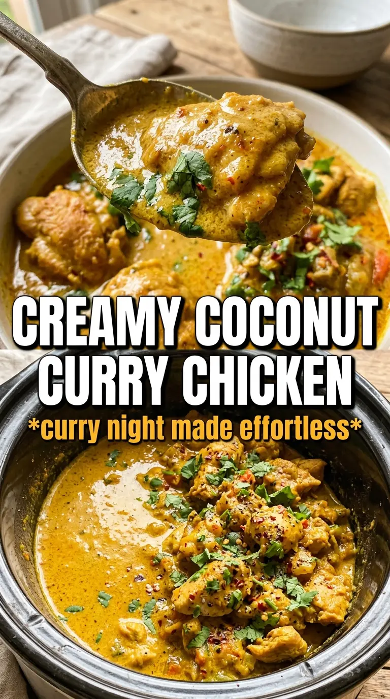 Slow Cooker Coconut Curry Chicken golden coconut sauce, Thai basil, lime