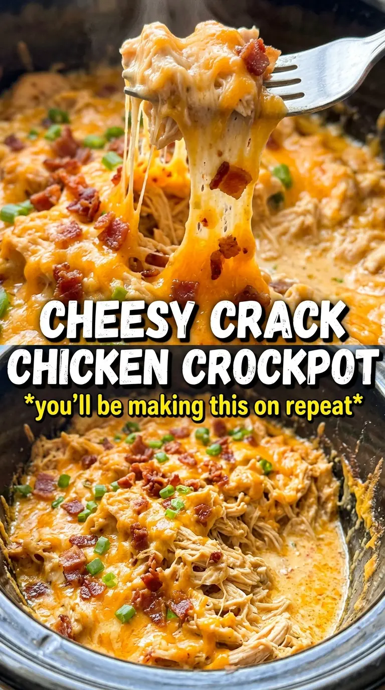 Slow Cooker Crack Chicken creamy bacon cheddar