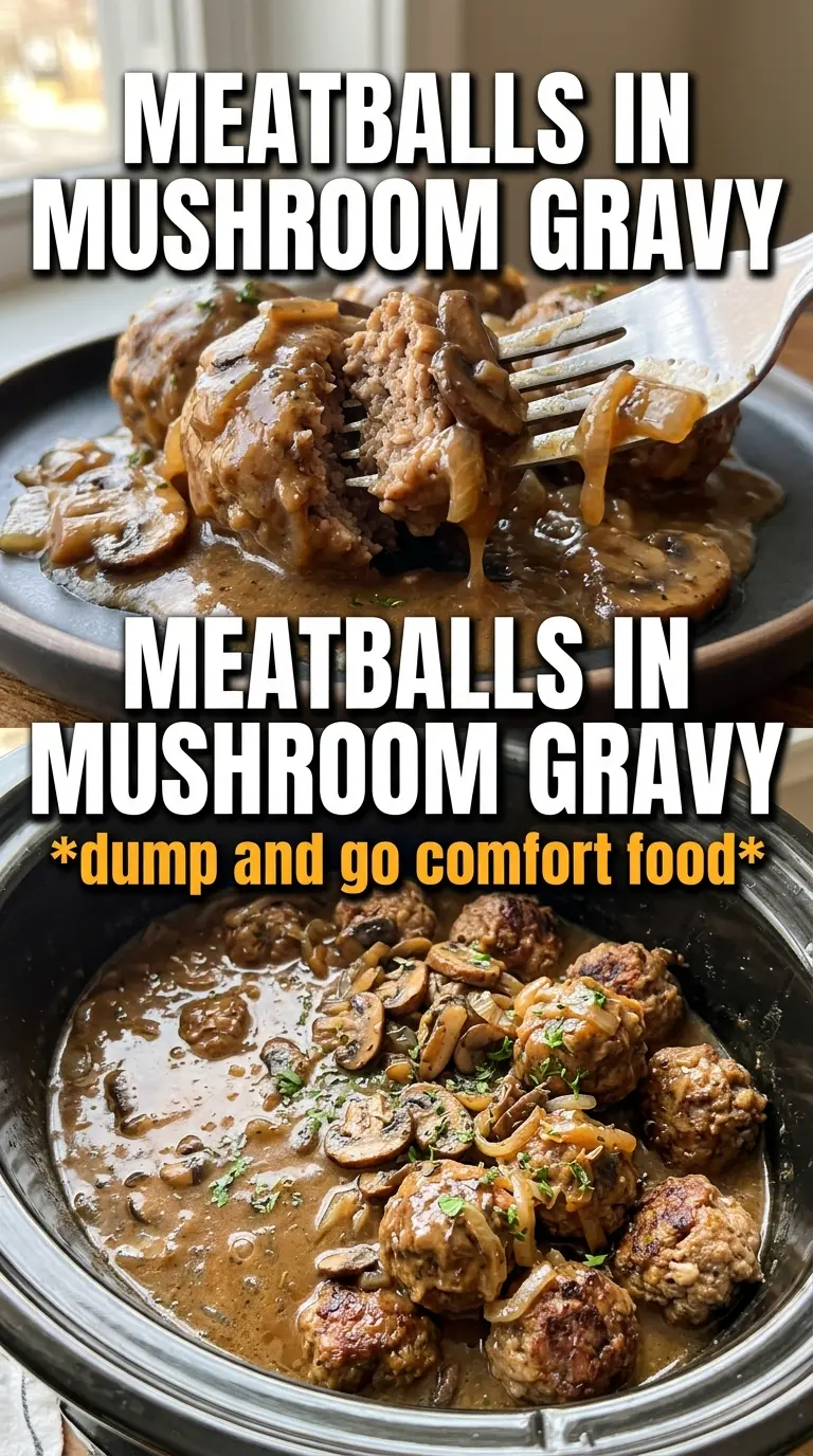 Slow Cooker Salisbury Steak Meatballs tender mushroom gravy