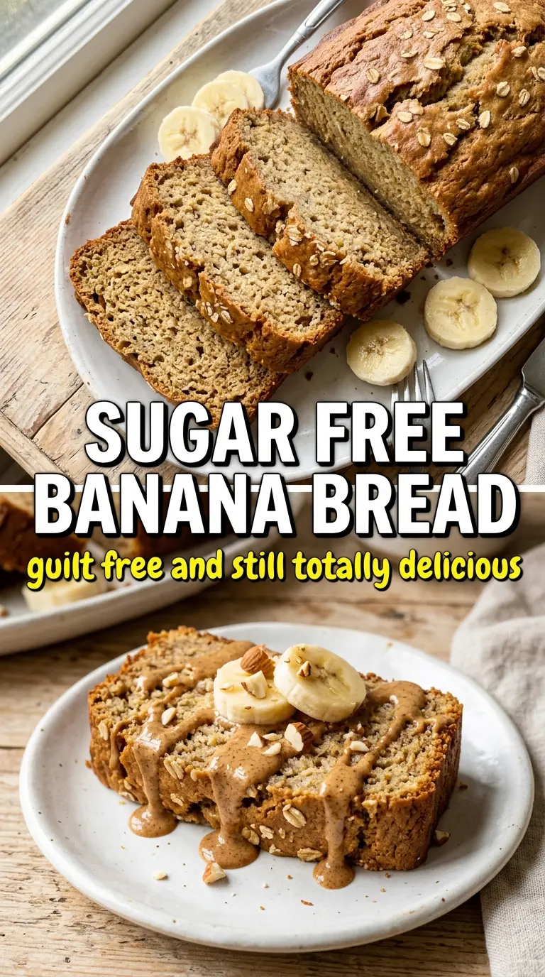 Sugar free banana bread golden crumb moist loaf