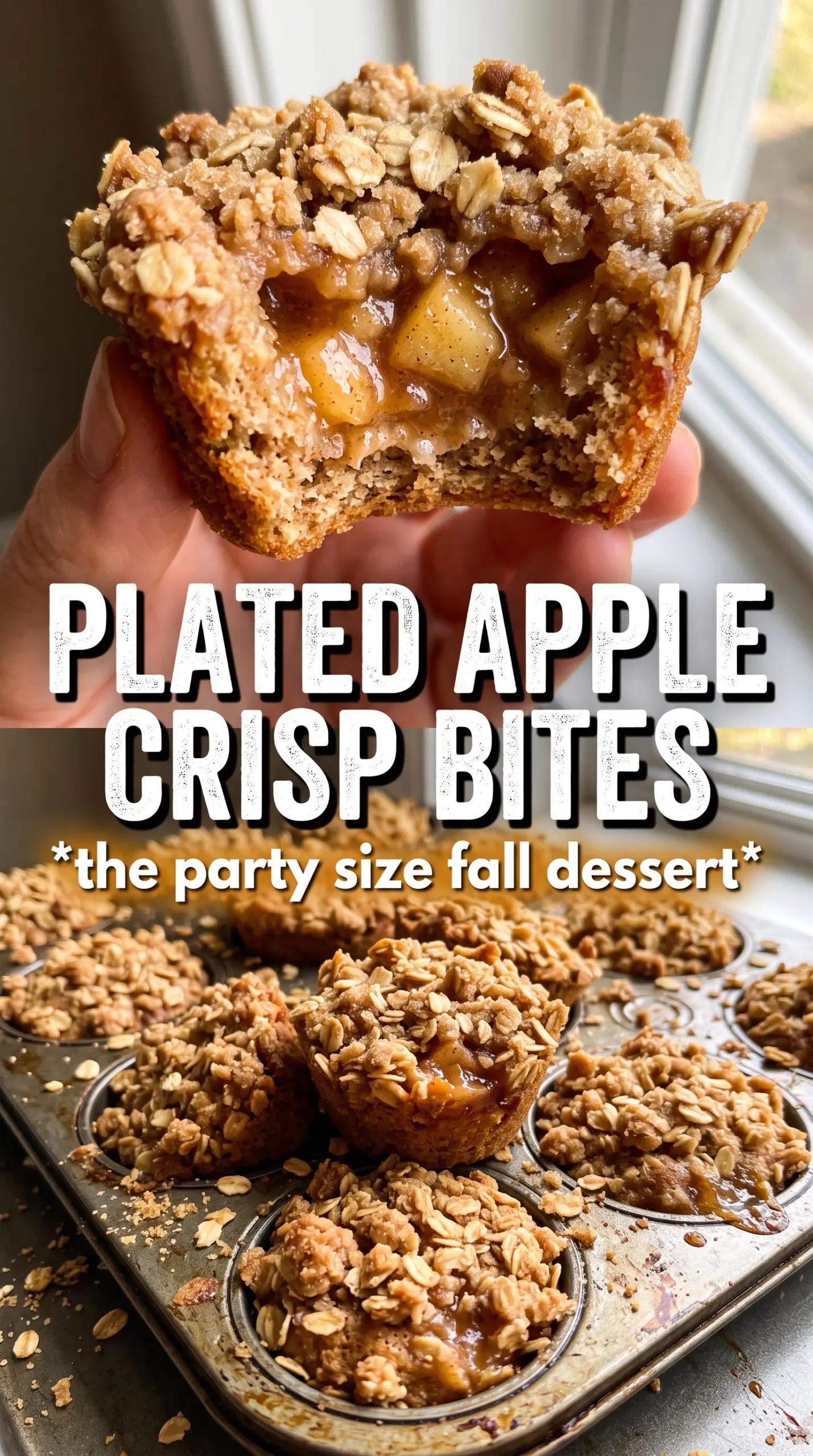 Apple Crisp Bites golden oat crumble, mini tarts, caramel drizzle