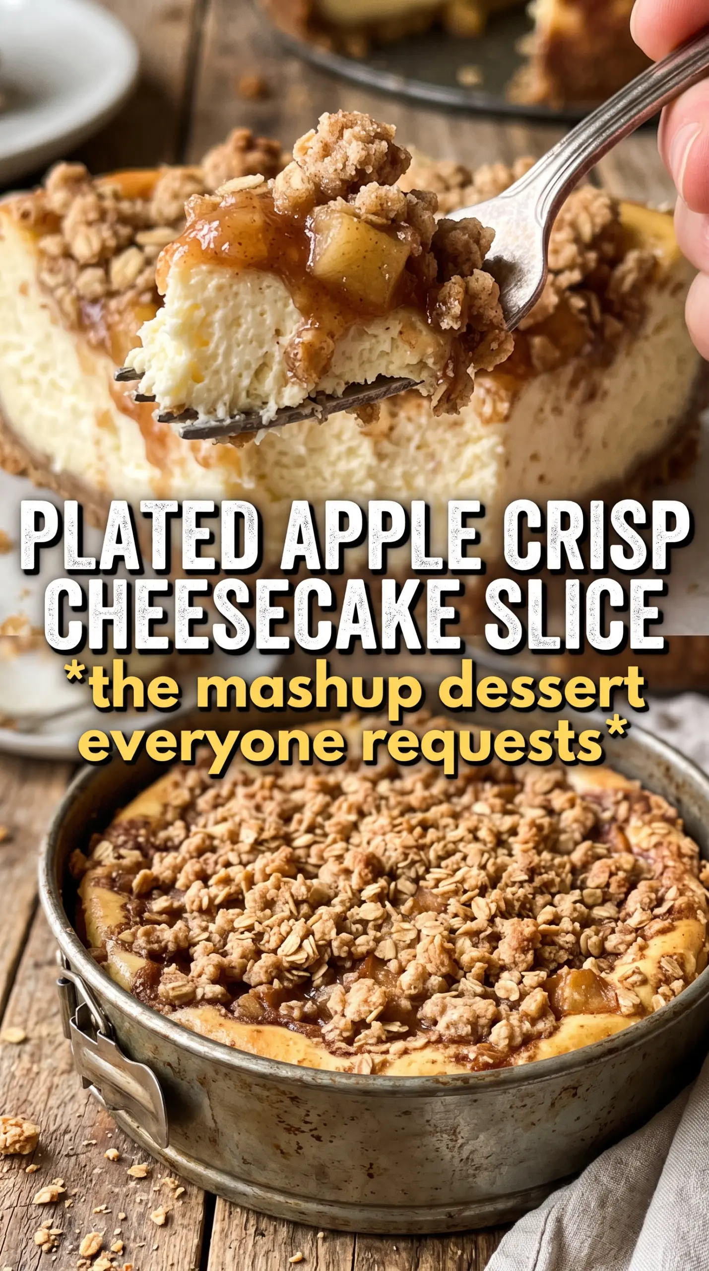 Apple Crisp Cheesecake creamy spiced crunchy