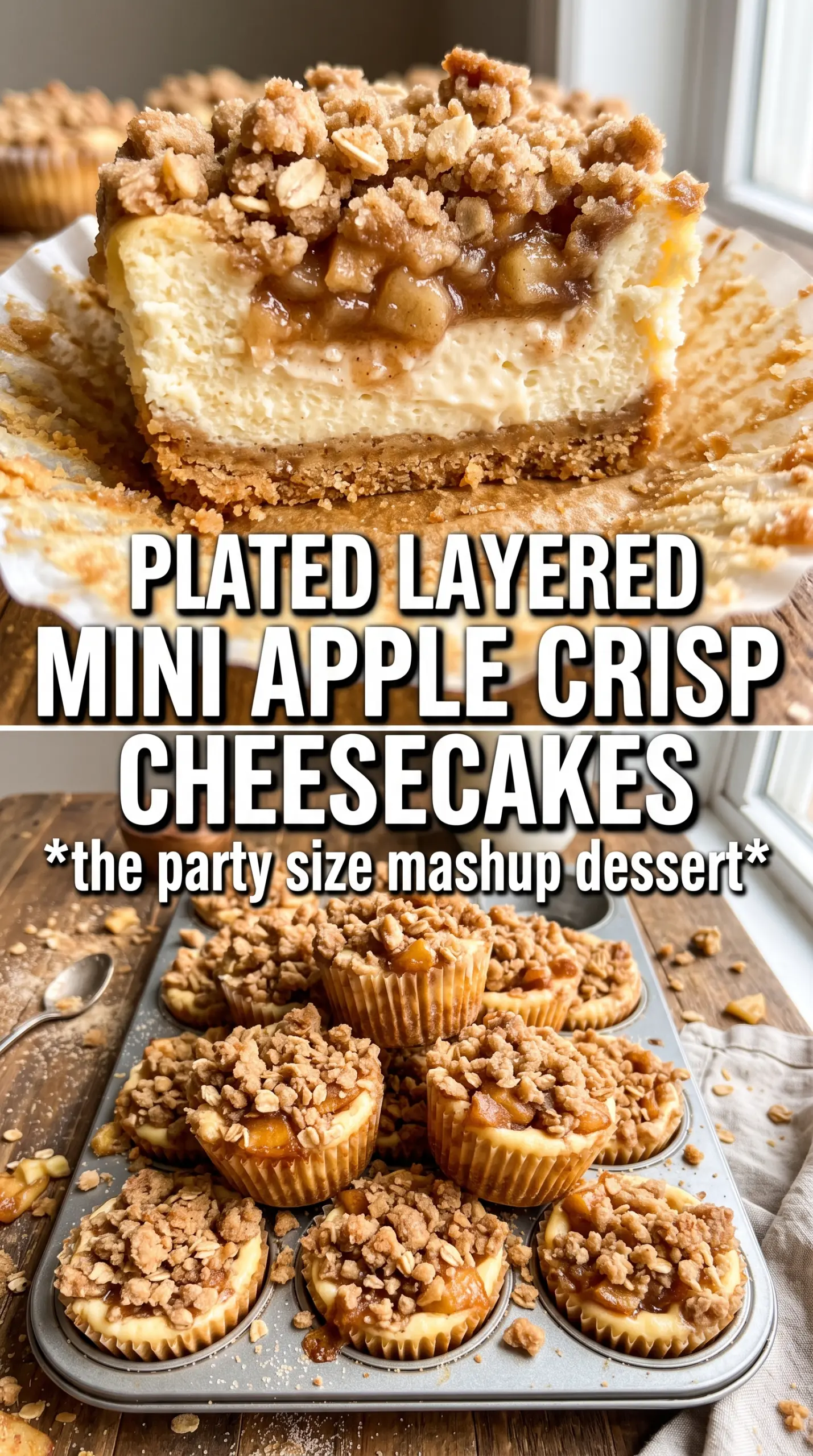 Apple Crisp Mini Cheesecakes creamy spiced crumbly
