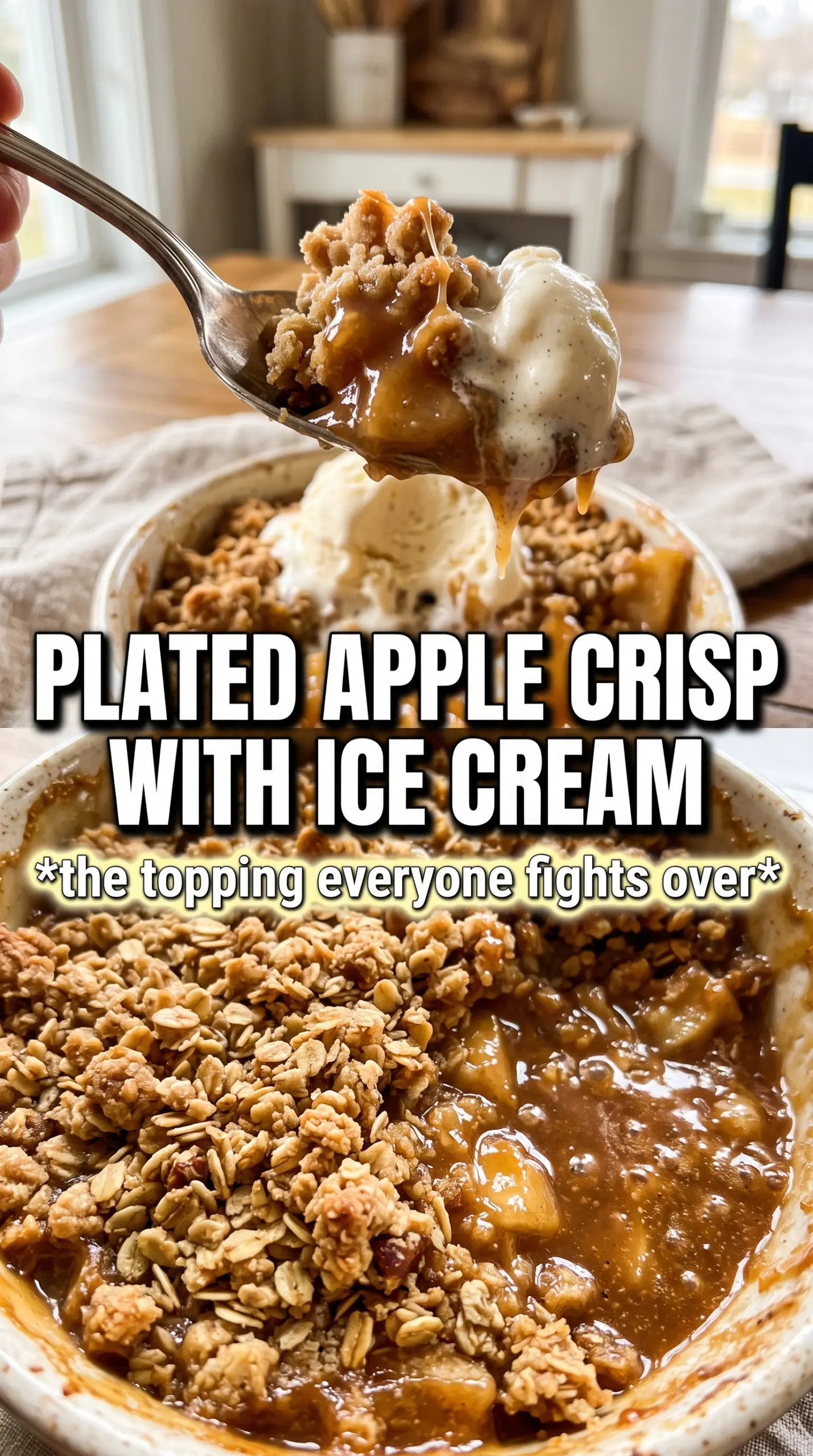 Apple Crisp golden oat crumble bubbling apples