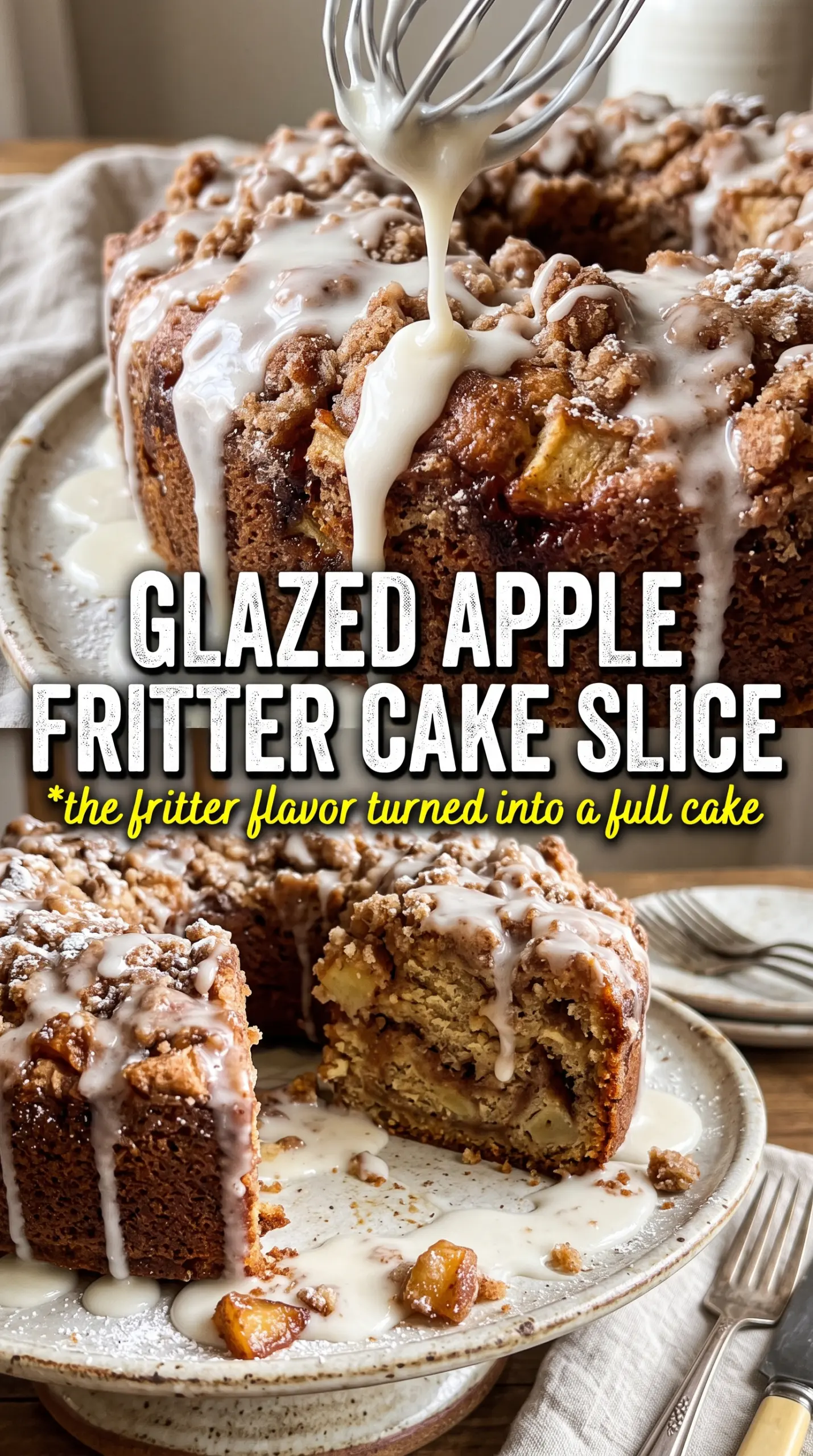 Apple Fritter Cake golden cinnamon glazed