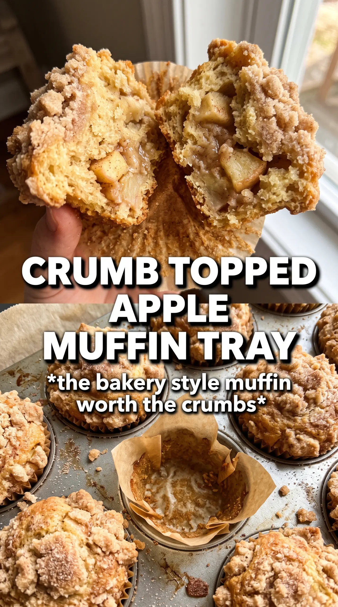 Apple Muffins With Crumb Topping, bakery-style, streusel-crusted