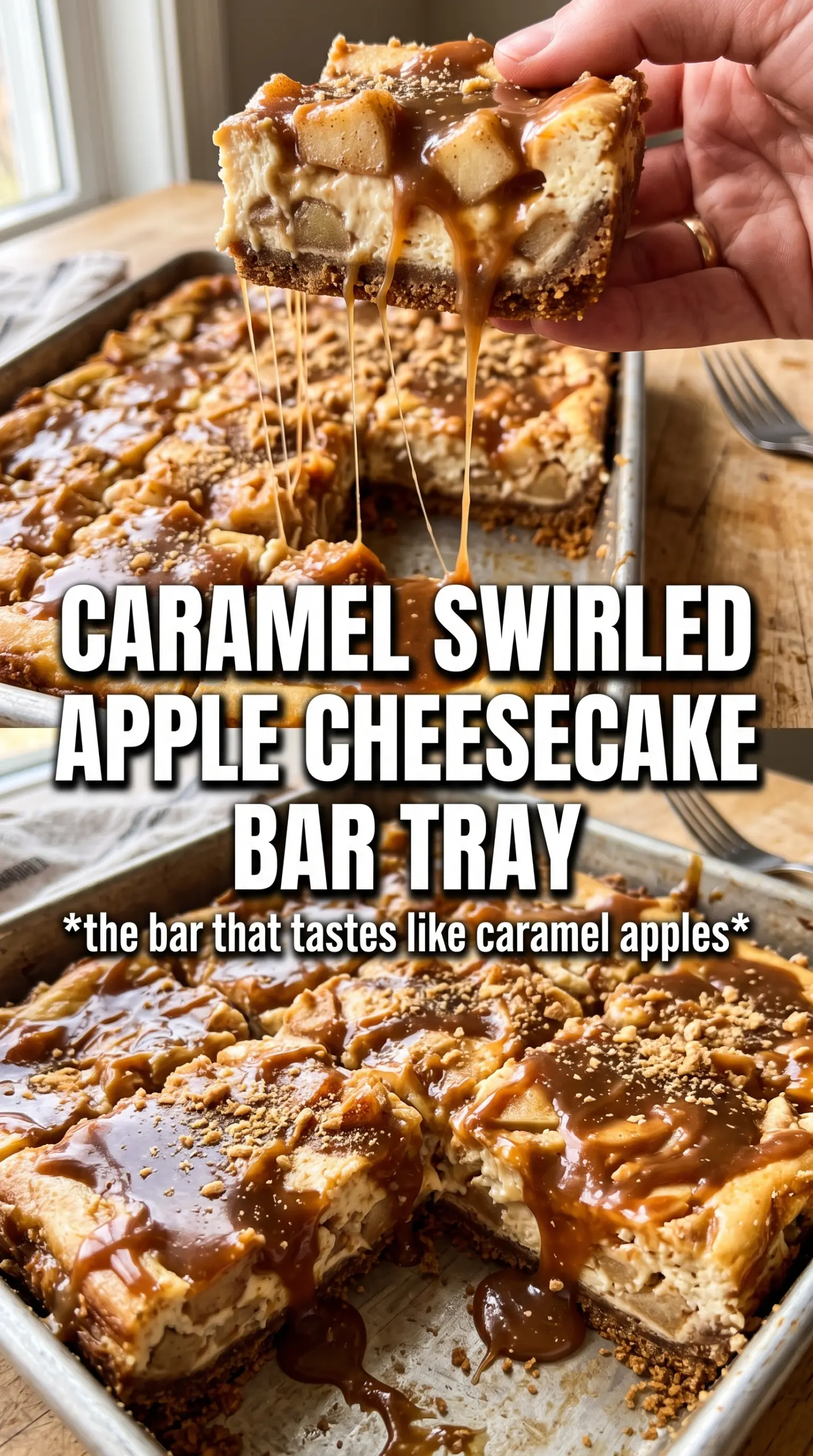 Caramel Apple Cheesecake Bars creamy apples caramel drizzle