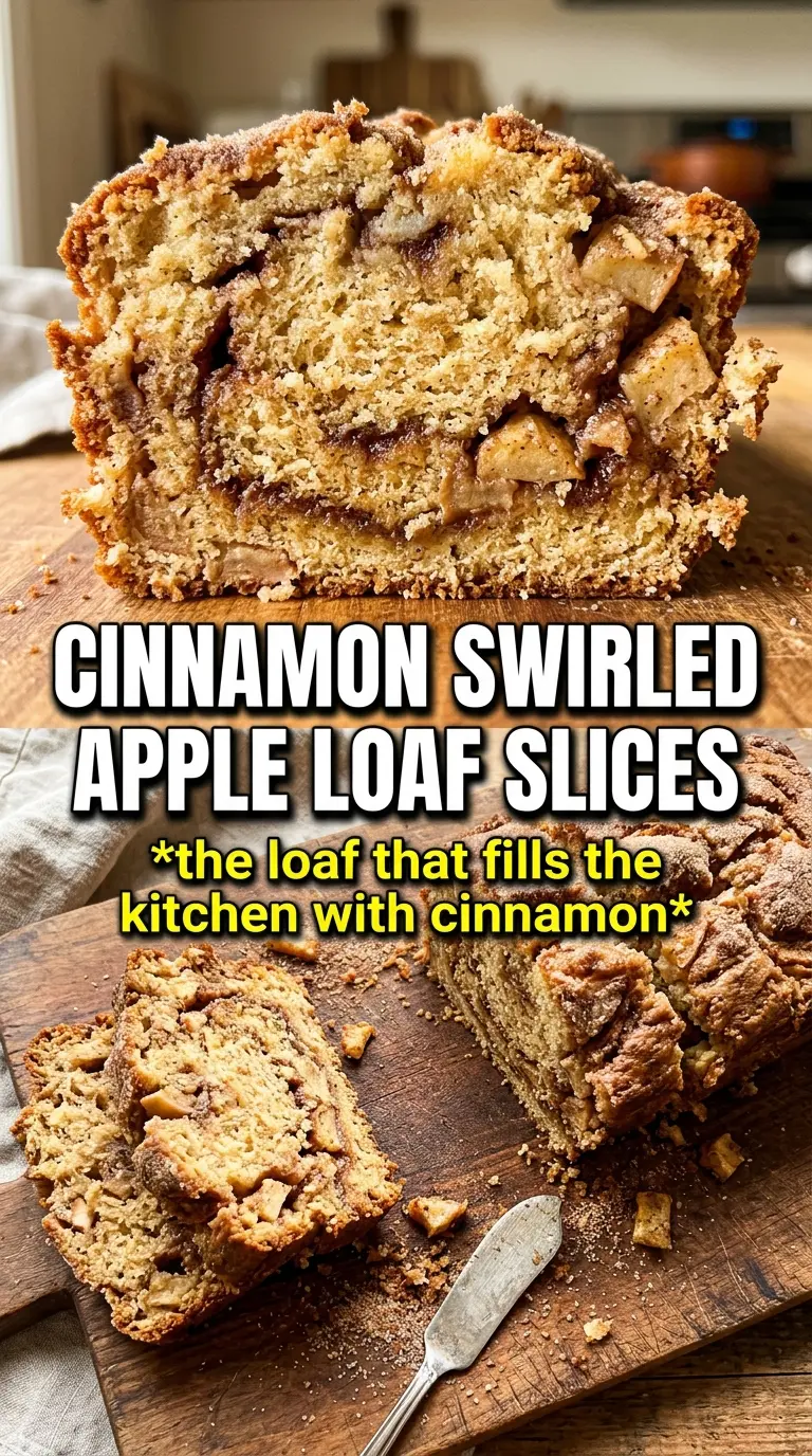Cinnamon Apple Bread with cinnamon swirl, tender crumb, apples