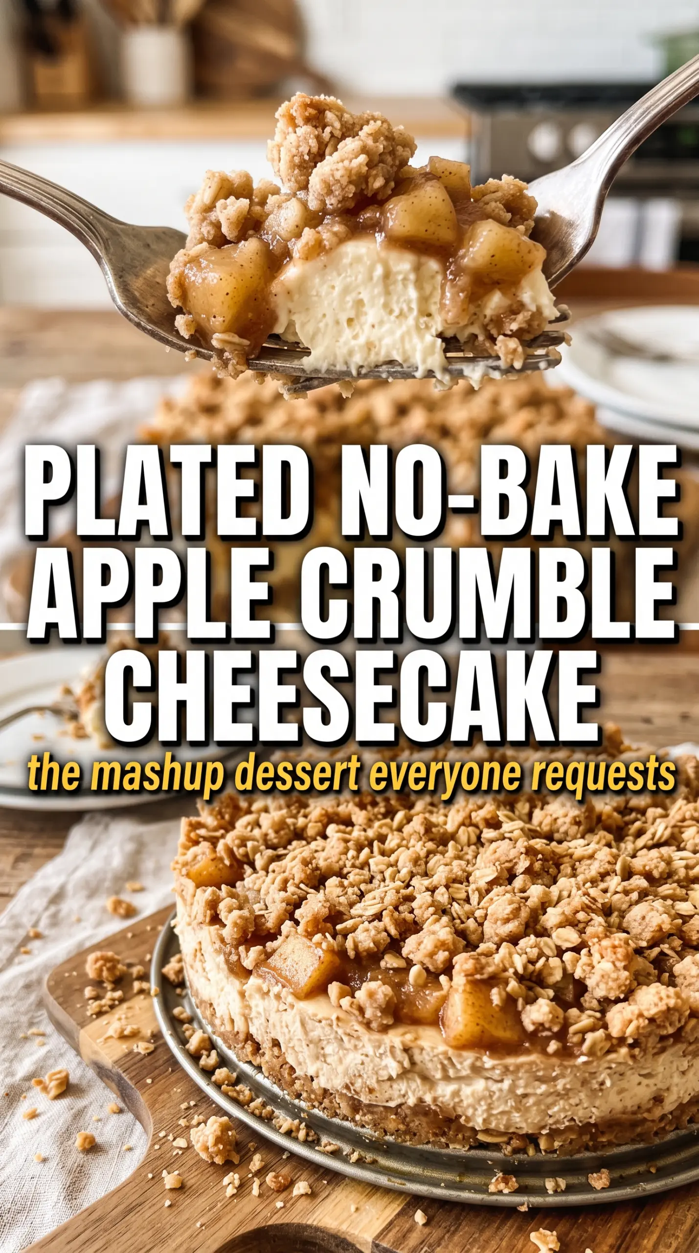 No-bake apple crumble cheesecake creamy spiced