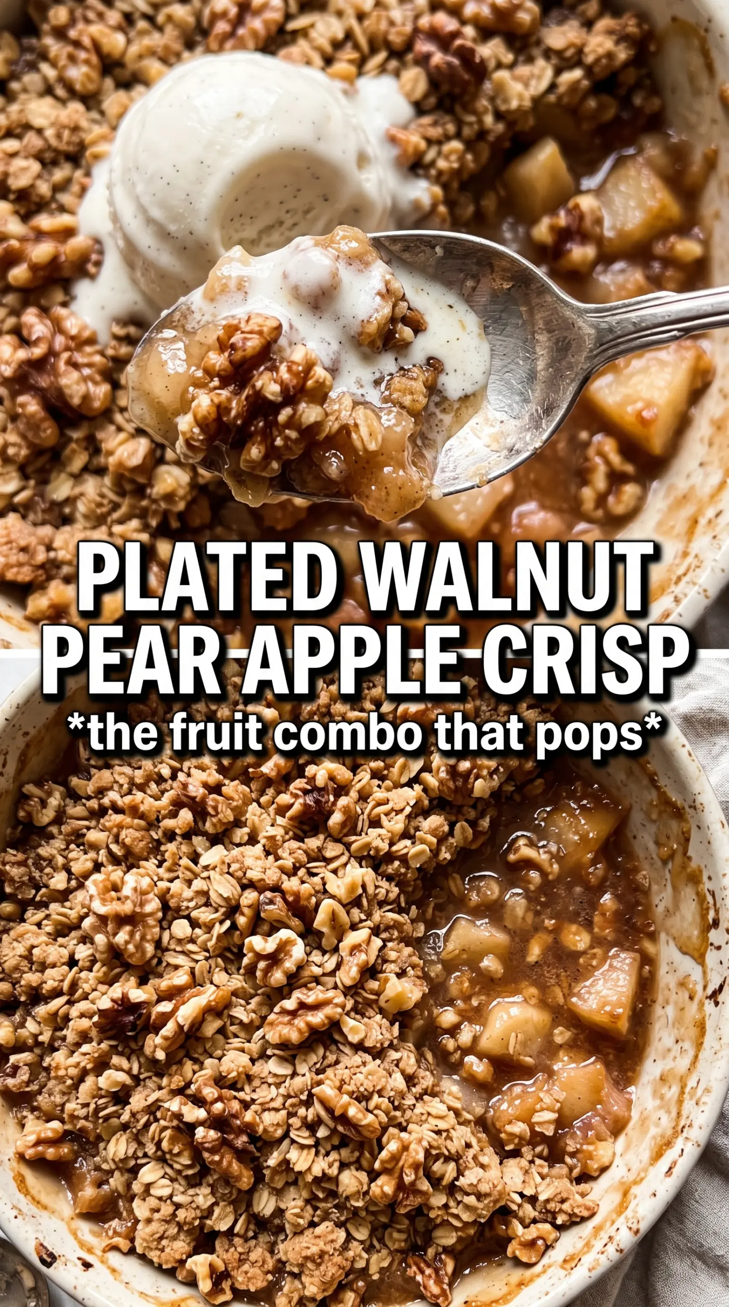 Walnut Pear Apple Crisp golden crumble bubbling fruit