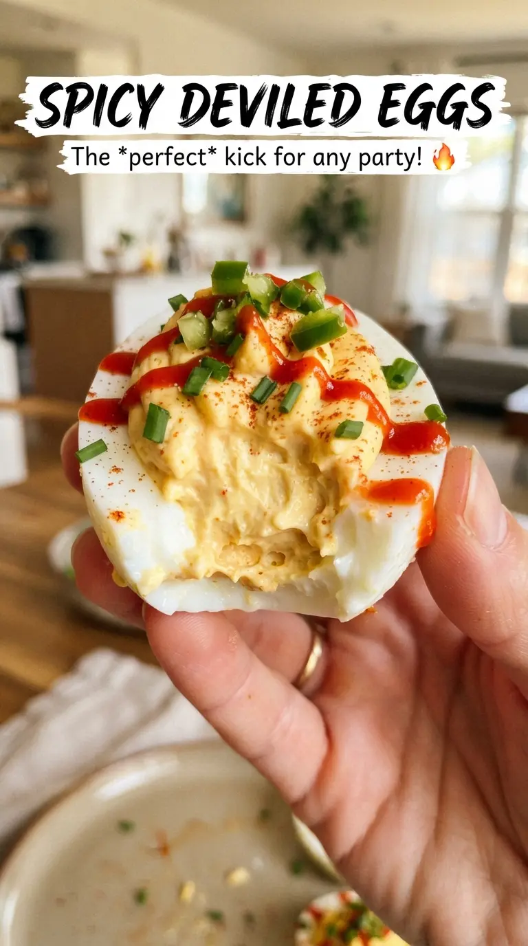 Spicy Deviled Eggs orange-tinged creamy garnish